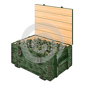 Ammo crate with hand grenades, 3D rendering photo