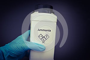 Ammonia in bottle, chemical in the laboratory