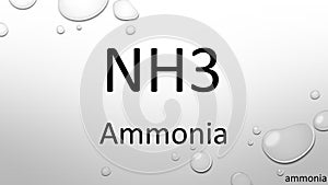 Ammonia chemical formula on waterdrop background