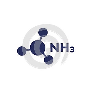 Ammonia, NH3 molecule icon on white