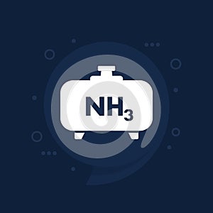 ammonia, NH3 gas in big tank vector icon