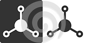 Ammonia NH3 molecule, flat icon style. Atoms shown as circles nitrogen large, hydrogen small