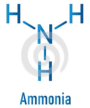 Ammonia NH3 molecule. Skeletal formula. Chemical structure