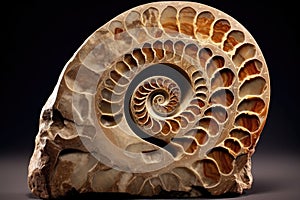 ammonite spiral pattern in a fossil shell