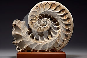 ammonite spiral pattern in a fossil shell