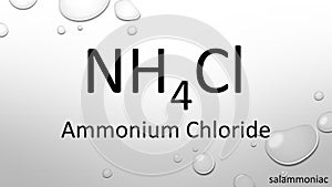 Ammonium chloride chemical formula on waterdrop background