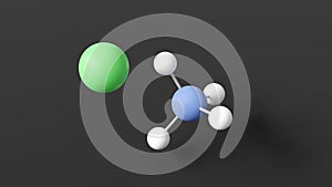 ammonium chloride molecular structure, sal ammoniac, ball and stick 3d model, structural chemical formula with colored atoms photo