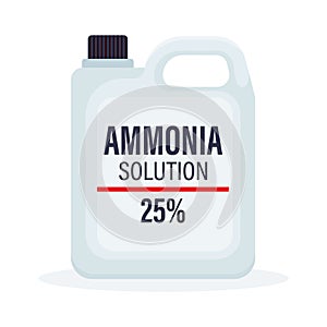 Ammonium Hydroxide solution in a bottle isolated on a white background.