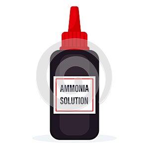 Ammonium Hydroxide solution in dark bottle isolated on white background