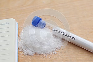 Ammonium nitrate in test tube