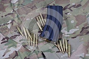 Ammunition on camoflage