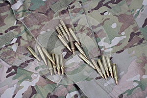 Ammunition on camoflage