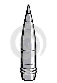 Ammunition. 155mm artillery shell. High explosive rounde. Isolated. photo