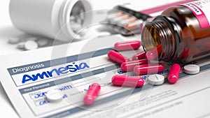 Amnesia - Phrase in Differential Diagnoses. 3D.