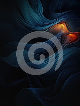 Amoled abstract wallpaper, pure black, tint of dark blue and orange color photo