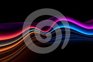 Amoled wallpaper with pink blue neon light waves, glowing dynamic wavy lines. Generative AI photo