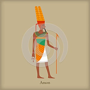 Amon, God of the wind icon, flat style