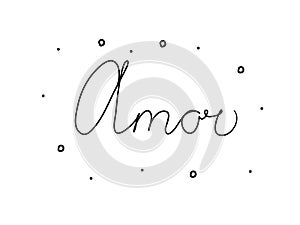 Amor phrase handwritten with a calligraphy brush. Love in spanish. Modern brush calligraphy. Isolated word black