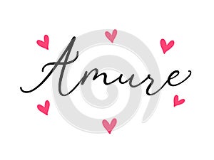 Amore handwritten ink brush vector lettering