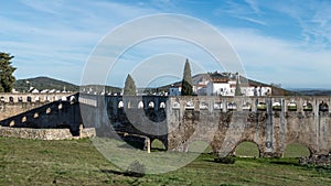 Amoreira aqueduct in elvas city in portugal