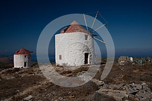 Amorgos island, old village of Chora windmills, Greece