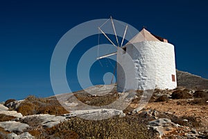 Amorgos island, old village of Chora windmills, Greece