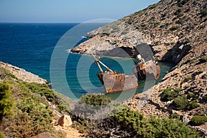 Amorgos island, ship wreck, Greece