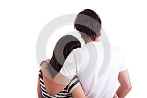 Amorous couple hugging