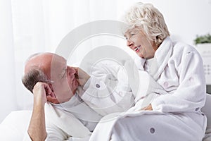 Amorous senior couple