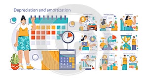 Amortization and depreciation set. Calculating the value for business assets