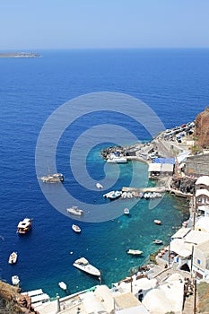 Amoudi bay located below Oia village in Santorini, Greece