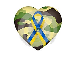 ÃÂ¡amouflage Heart Ukraine flag ribbon design photo
