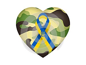 ÃÂ¡amouflage Heart Ukraine flag ribbon design