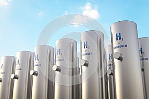 Amount of hydrogen pipelines with blue sky background