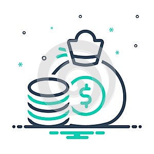 Mix icon for Amount, congeries and money