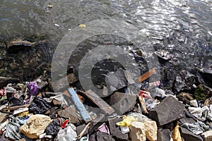 Amount of trash polluting river water