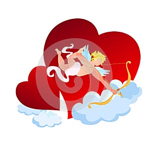Amour or Cupid with Golden Bow and Arrow in Sky photo