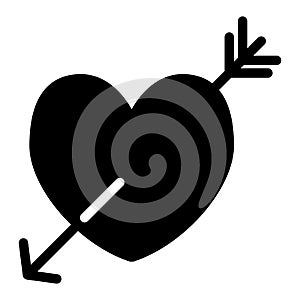 Amour symbol solid icon. Heart pierced with arrow vector illustration isolated on white. Heart with arrow glyph style