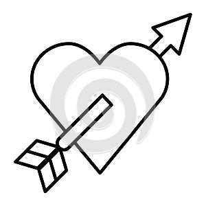 Amour thin line icon. Heart with arrow vector illustration isolated on white. Love outline style design, designed for