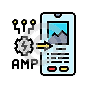 amp accelerated mobile pages seo color icon vector illustration photo