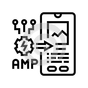 amp accelerated mobile pages seo line icon vector illustration photo