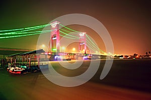 Ampera Bridge at Night, Palembang, Indonesia photo