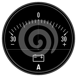 Ampermeter, Car Ammeter. Black drawing