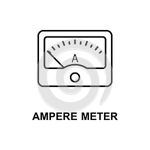 ampermeter icon. Element of measuring instruments icon with name for mobile concept and web apps. Thin line ampermeter icon can be