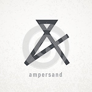Ampersand. Elegant vector symbol on grunge background