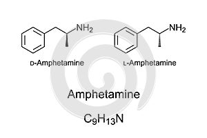 Amphetamine, also known as speed, chemical structure