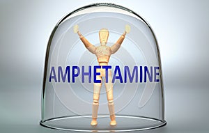 Amphetamine can separate a person from the world and lock in an isolation that limits - pictured as a human figure locked inside a