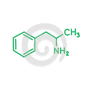 Amphetamine chemical formula doodle icon, vector color illustration