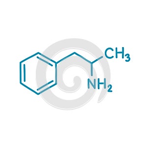 Amphetamine chemical formula doodle icon, vector illustration