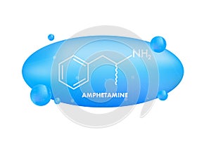 Amphetamine formula. Icon with amphetamine formula. Vector illustration